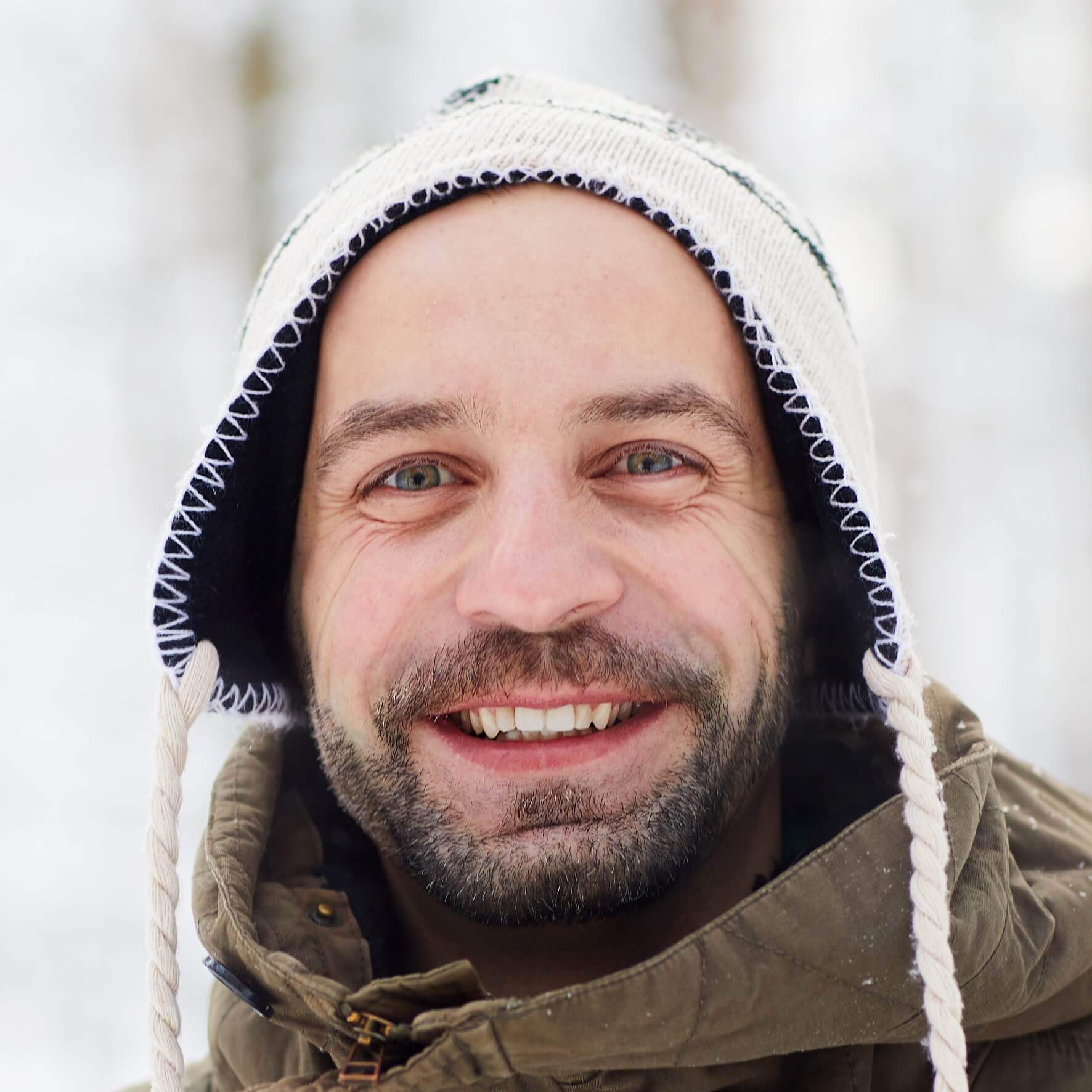 smiling adult man in winter ZNYPVD9